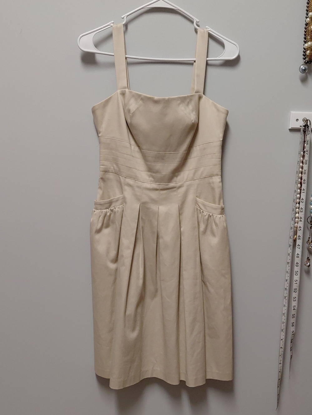 London Times Cream Midi Dress with Pleated Skirt, Size 6